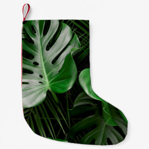 Petite Chaussette De Noël Feuilles et feuilles de palmiers verts