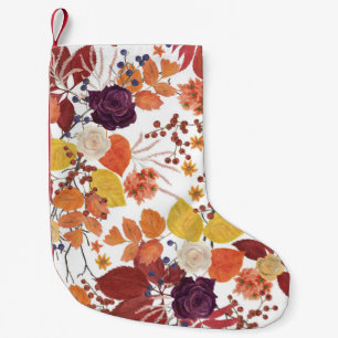 Petite Chaussette De Noël Feuilles et Roses de l'automne