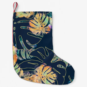 Petite Chaussette De Noël Feuilles exotiques peints à la main : motif sans c