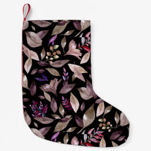 Petite Chaussette De Noël Feuilles mortes à l'aquarelle