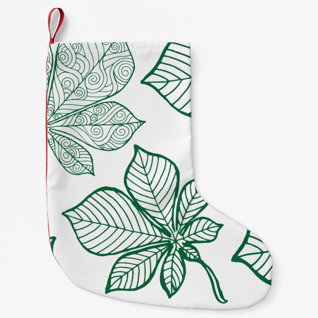 Petite Chaussette De Noël Feuilles stylisés 5 (Devant)