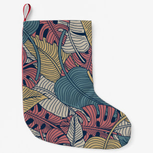 Petite Chaussette De Noël Feuilles tropicaux, Arrière - plan Floral sans Sea