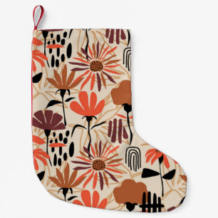 Petite Chaussette De Noël Feuilles tropicaux dessiné à la main sans couture