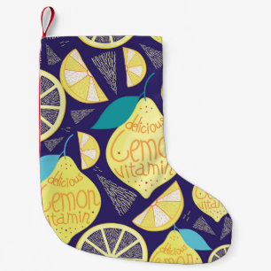 Petite Chaussette De Noël Feux de citrons : bleu foncé Motif brillant