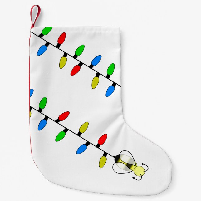 Petite Chaussette De Noël Feux de Noël avec abeille (Devant)