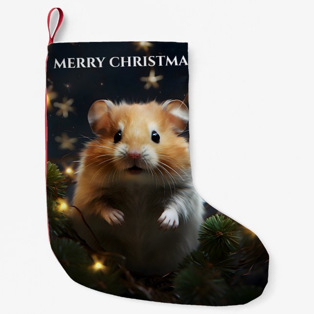 Petite Chaussette De Noël Feux de Noël et de Hamster (Devant)