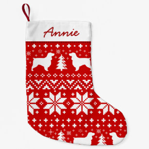 Petite Chaussette De Noël Field Spaniel Silhouettes Chiens de vacances Motif