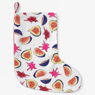 Petite Chaussette De Noël Figes fraîches Aquarelle de jus rose