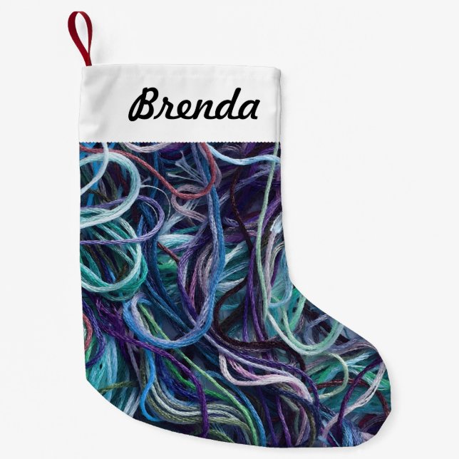 Petite Chaussette De Noël Fil de broderie ・ avec votre texte {N'importe quel (Devant)