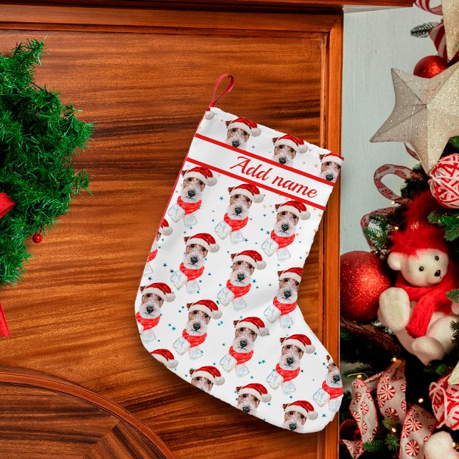 Petite Chaussette De Noël Fil Fox Terrier Chien race Étoiles de Noël (Créateur téléchargé)