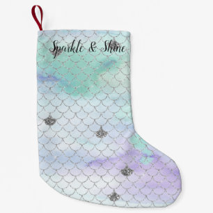 Petite Chaussette De Noël Fille Monnaie mauve Parties scintillant argent