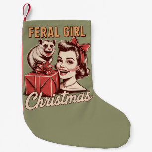 Petite Chaussette De Noël Fille Sauvage Noël Opossum Xmas Rétro Branché
