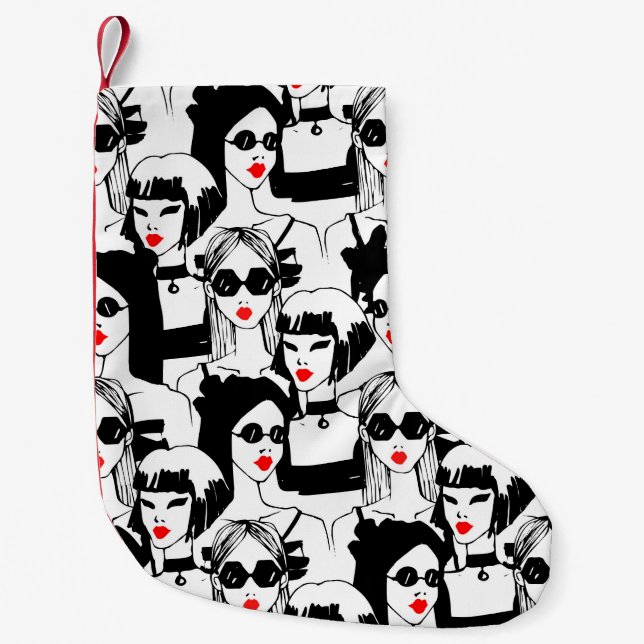 Petite Chaussette De Noël Filles de mode, modèle, lunettes de soleil, motif  (Devant)