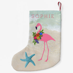 Petite Chaussette De Noël Filles Flamant rose rose double face