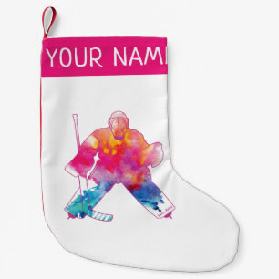 Petite Chaussette De Noël Filles personnalisées Hockey gardien de but Aquar