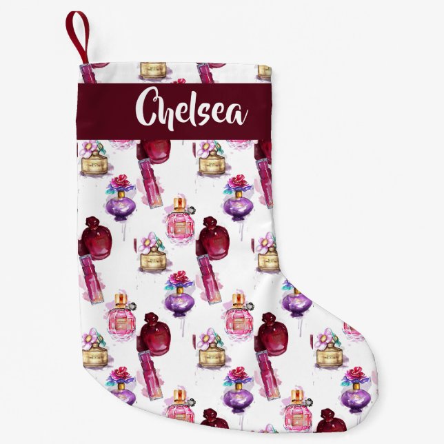 Petite Chaussette De Noël Flacons de parfum à l'aquarelle   (Devant)