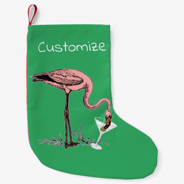 Petite Chaussette De Noël Flamant rose Boire Martini Thunder_Cove (Devant)