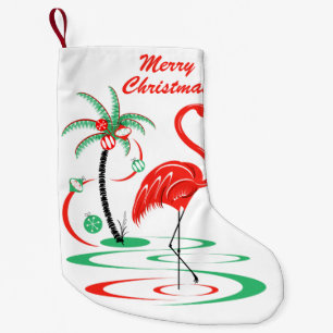 Petite Chaussette De Noël Flamant rose de Noël rouge Joyeux Noël à deux côté