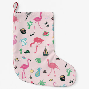 Petite Chaussette De Noël Flamant rose été : Vibrant Motif d'oiseaux