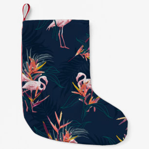 Petite Chaussette De Noël Flamant rose hawaïen : oeuvre Vintage tropicale