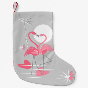 Petite Chaussette De Noël Flamant rose Love stockking à un côté
