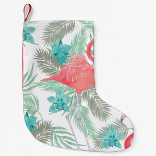 Petite Chaussette De Noël Flamant rose, orchidée : motif vintage romantique.