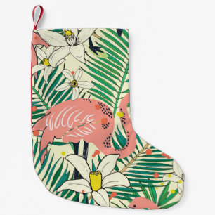 Petite Chaussette De Noël Flamant rose Palm Feuilles : Vintage tropical