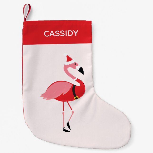 Petite Chaussette De Noël Flamant rose Père Noël Fun Animal (Devant)