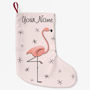 Petite Chaussette De Noël Flamant rose rose Nom stocké