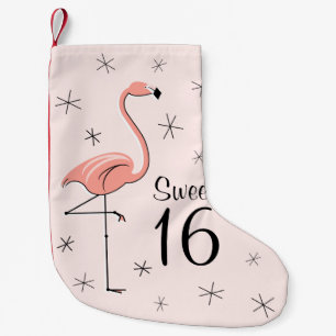 Petite Chaussette De Noël Flamant rose rose sucré 16 bas un côté