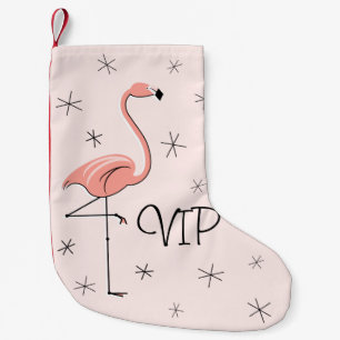 Petite Chaussette De Noël Flamant rose rose VIP stocke un côté