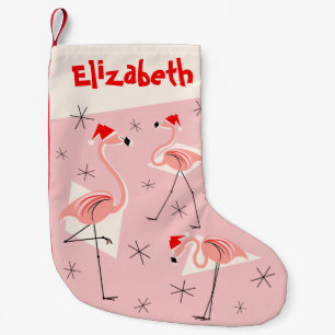 Petite Chaussette De Noël Flamant rose Santas Pink Nom stocké