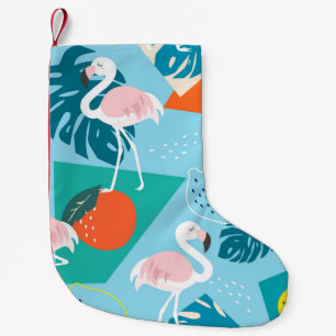 Petite Chaussette De Noël Flamant rose Tropical, Motif Vintage tendance.