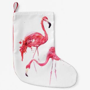 Petite Chaussette De Noël Flamants aquarelles