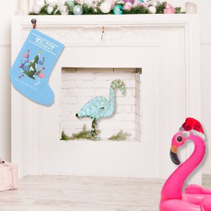 Petite Chaussette De Noël Flamants roses De Patinage Sur Glace Avec Chapeaux