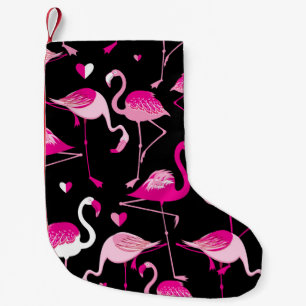 Petite Chaussette De Noël flamants roses, motif sans soudure foncée.