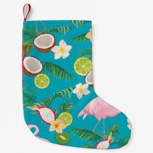 Petite Chaussette De Noël Flamants roses roses : Tropical Seamless Motif