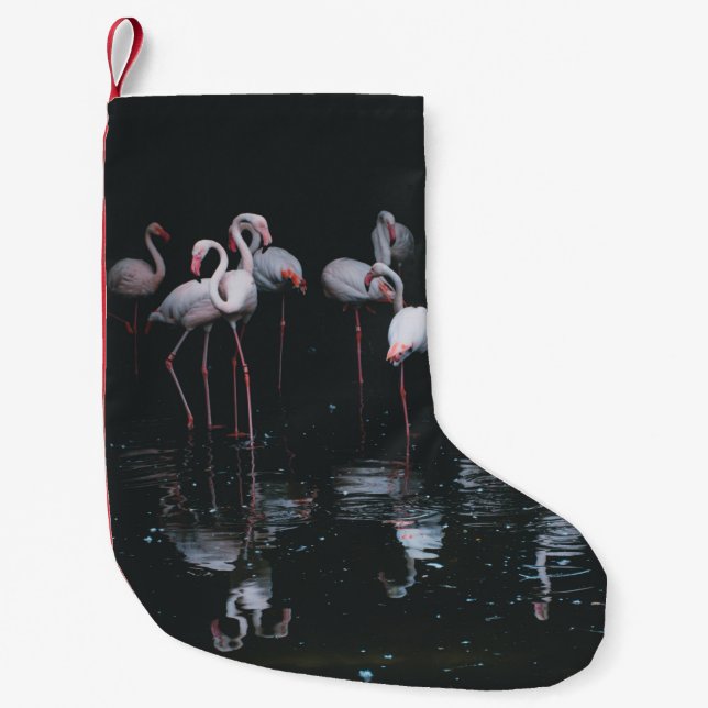 PETITE CHAUSSETTE DE NOËL FLAMINGO ON DARK BACKGROUND (Devant)