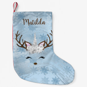 Petite Chaussette De Noël Flamme de neige en marbre bleu de petite fille