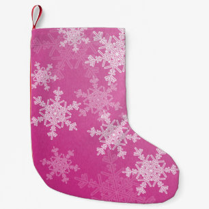 Petite Chaussette De Noël Flammes de neige blanches roses Noël minimaliste