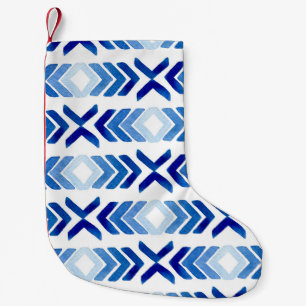Petite Chaussette De Noël Flèches bleu Rhombus Motif aquarelle