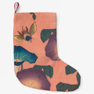 Petite Chaussette De Noël Fleur d'abeille rose Art classique Hokusai