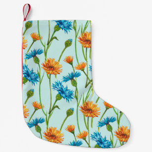 Petite Chaussette De Noël Fleur de Cornflower Bleue ou bouton de célibataire
