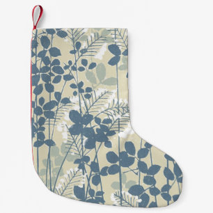 Petite Chaussette De Noël Fleur de feuille bleue asiatique japonaise