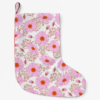 Petite Chaussette De Noël Fleur de marguerite rose vintage sur blanc