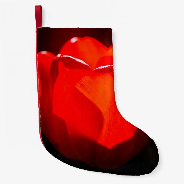 Petite Chaussette De Noël Fleur de tulipe rouge - Feu (Devant)