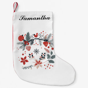 Petite Chaussette De Noël Fleur et oiseau inspirés de Scandinave