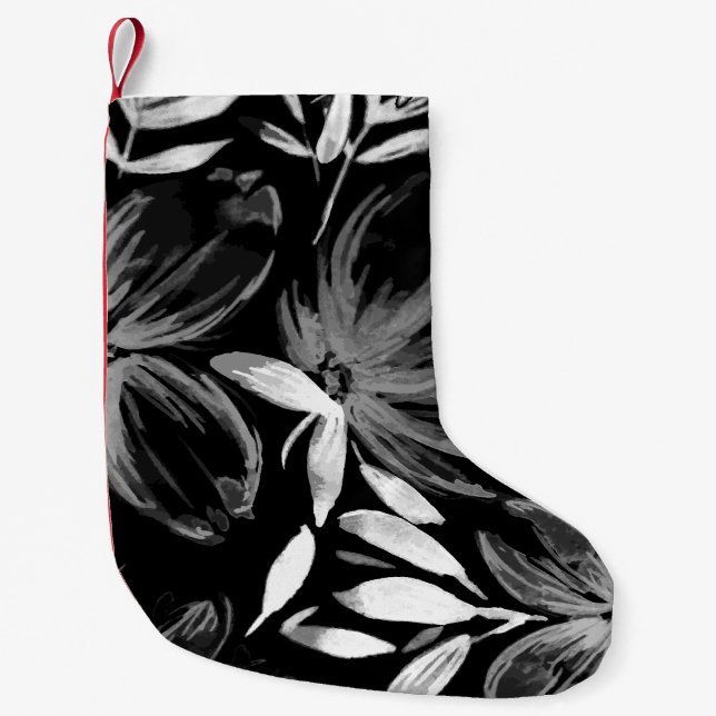 Petite Chaussette De Noël Fleurs Aquarelles Rouges 7 (Devant)