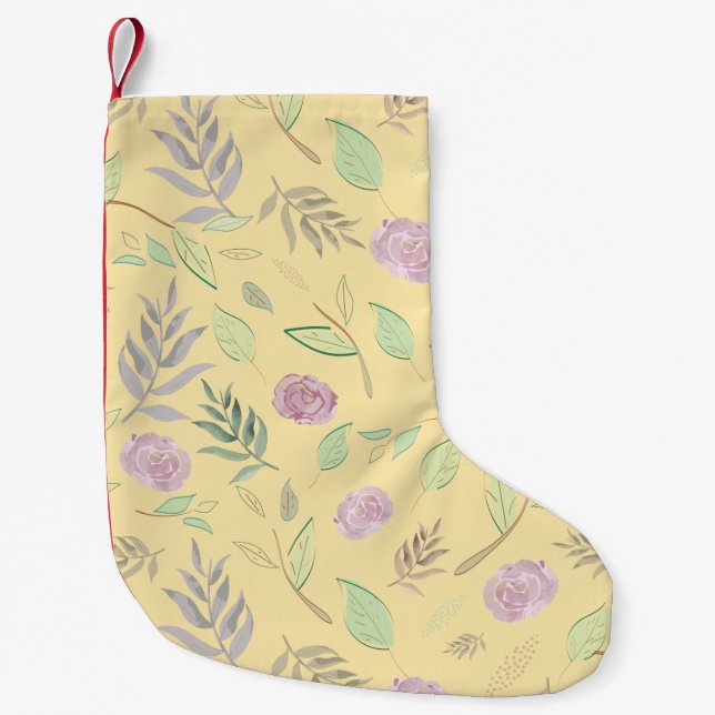 Petite Chaussette De Noël Fleurs d'aquarelle festive 2 (Devant)