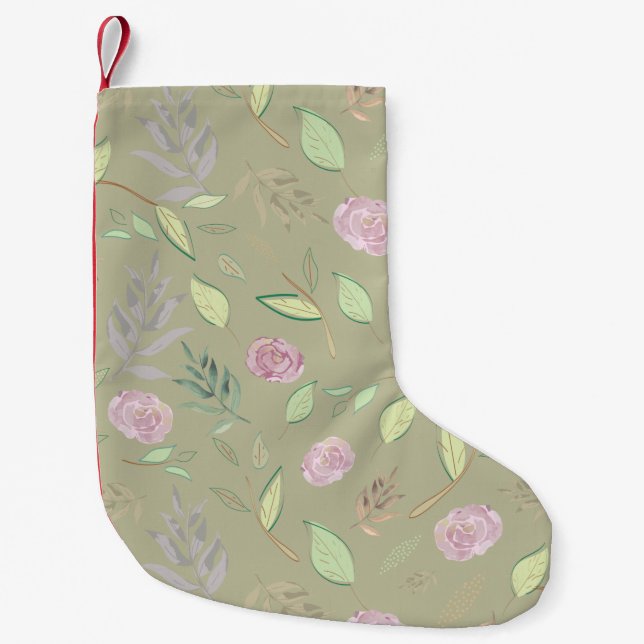 Petite Chaussette De Noël Fleurs d'aquarelle festive 5 (Devant)